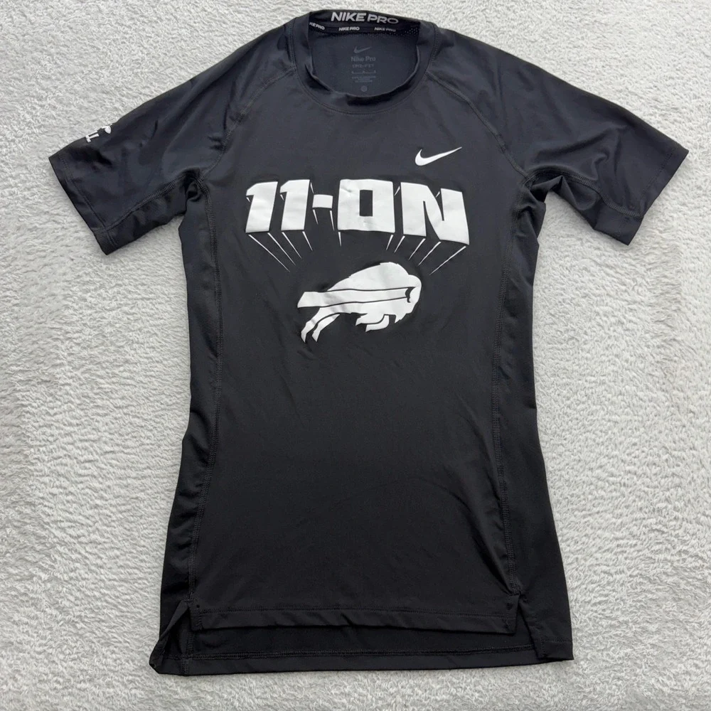 Nike Pro Dri-FIT Mens Black Buffalo Bills 11-ON NFL Play Football Shirt Medium